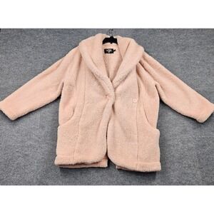 UGG Kianna Faux Fur Teddy Jacket Pink Sherpa Fleece Coat Small 1117776